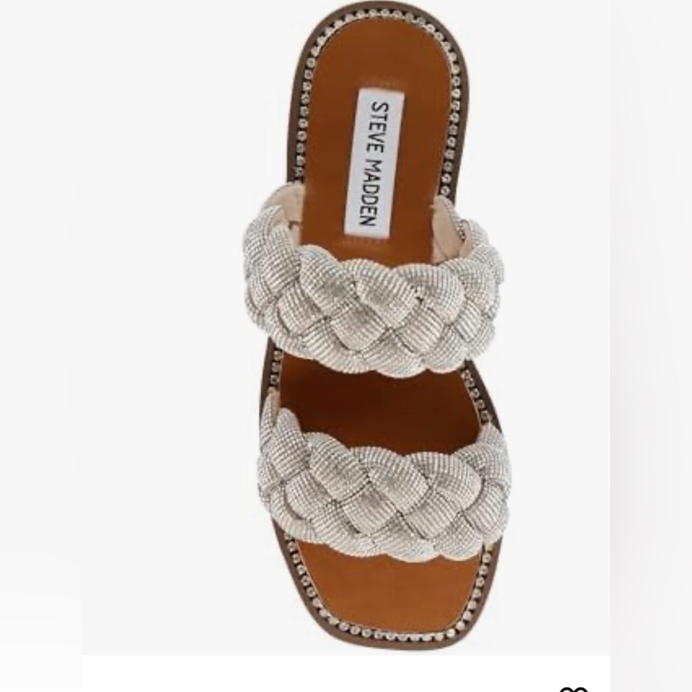 Steve Madden Silver Braided Beaded Slide Sandal